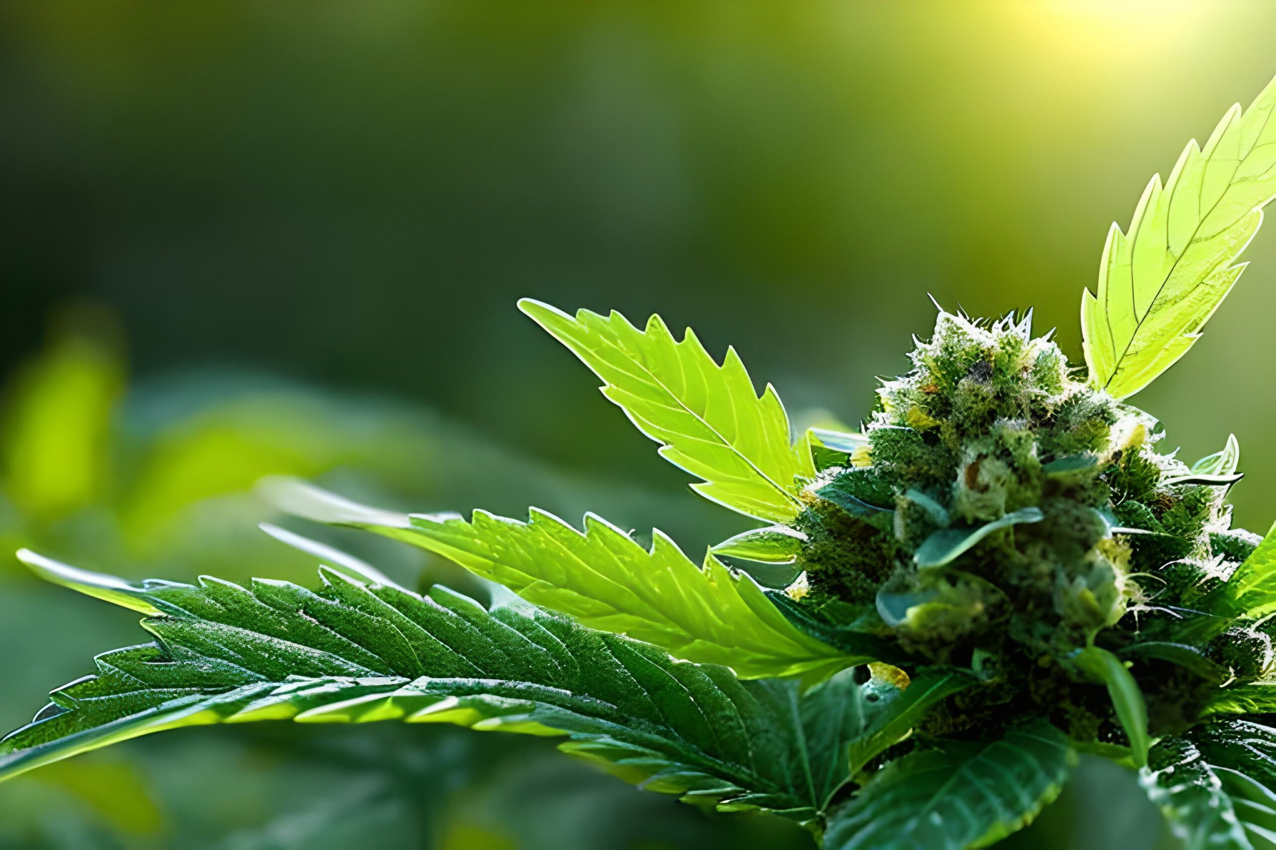 Closeup of mature outdoor-grown cannabis flower. 