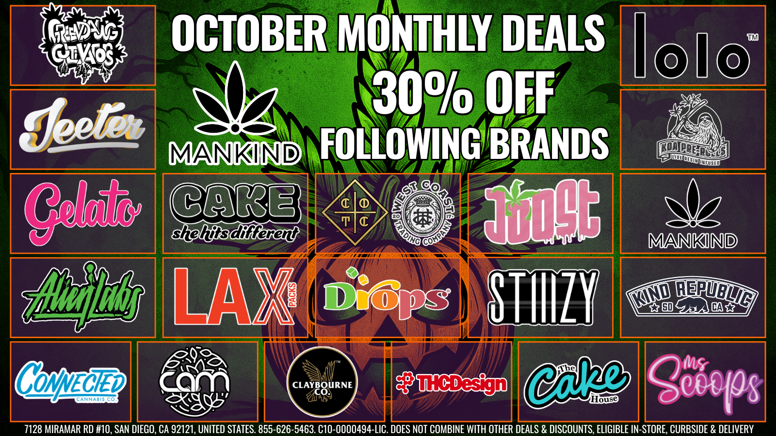 october cannabis deals for mankind dispensary san diego