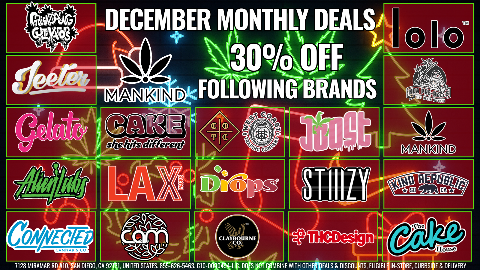 30% off select brands for the month of december at mankind